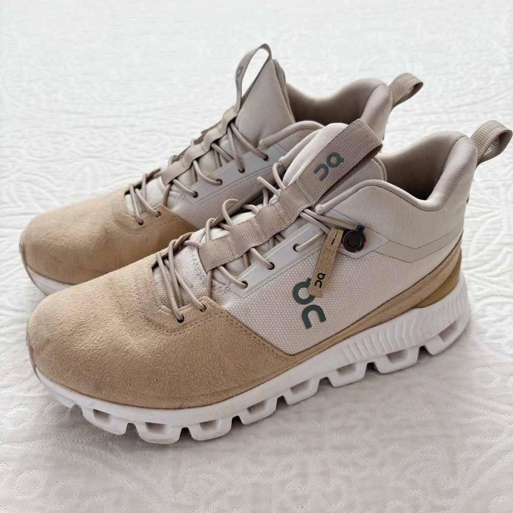 On Cloud‎ Women's Hi Sneakers, Pearl/Camel Sz 7